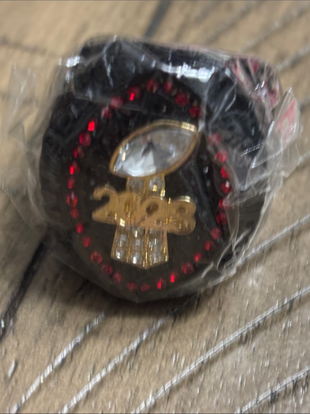 2023 Decorative Men’s Accessory Ring in Black with Red Accents